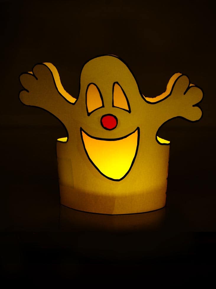 Halloween Windlicht Freundliches Gespenst zum nachbasteln