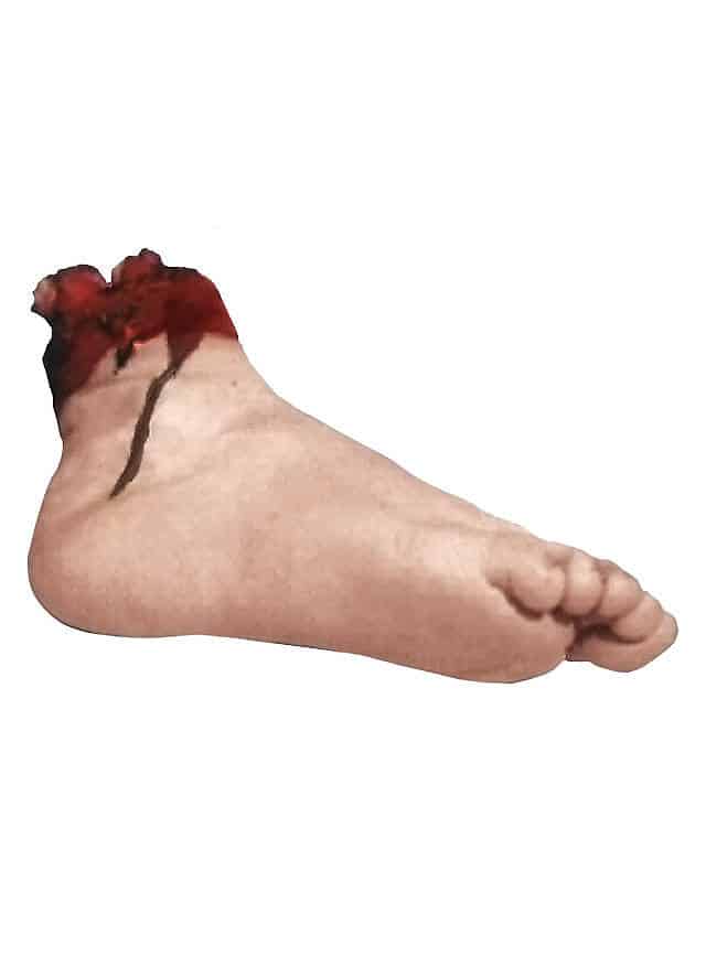 Abgehackter blutiger Fuß Grausige Deko für Halloween