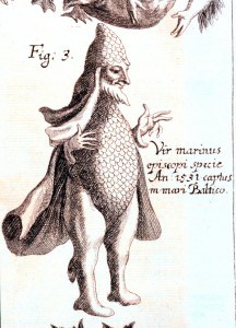 Abbildung eines Meermannes von Johann Zahn, 1696 | Quelle: Wikipedia