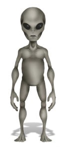 Zeichnung eines "Grey Alien", der "populärsten" Alien-Spezies | Quelle: Wikipedia | http://en.wikipedia.org/wiki/Grey_alien#mediaviewer/File:Alienigena.jpg