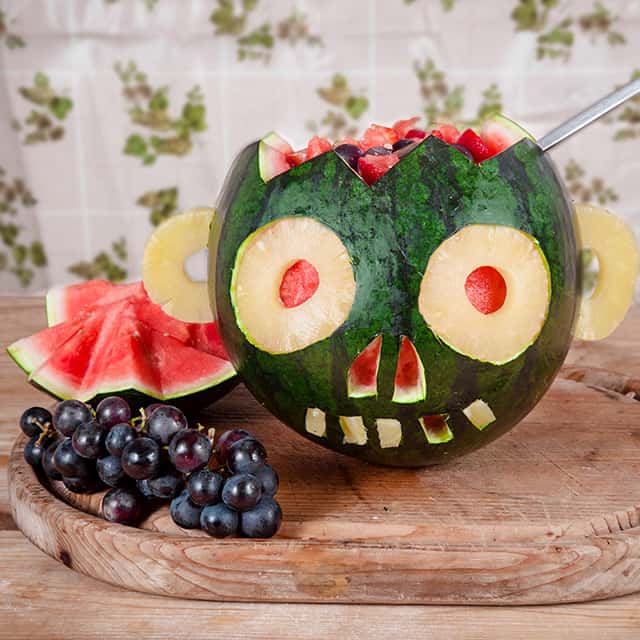 Halloween Rezept Dessert Melonenschädel 