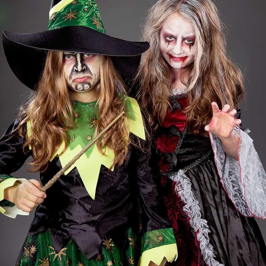 Halloween Kinder Make up Hexe und Vampir